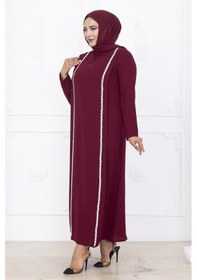 Resim Amine Hüma Yakut Abiye Elbise Bordo Bordo 