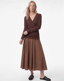 Resim Modal Kumaş Beli Lastikli Midi Kloş Etek 