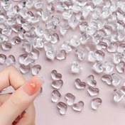 Resim 100 Adet Peri Esintili Buz Şeffaf Kalp Tırnak Süsleri - Koku Yok, DIY Manikür & Pedikür İçin Mükemmel 