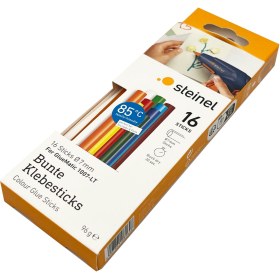 Resim Steinel Sıcak Silikon Mum Steinel 084646 Karışık Renkli 7 x 150 mm 96 Gr. 16 Adet Düşük Isı ile Eriyebilen 