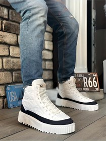 Resim Wholesale00 Boa Detaylı Paraşüt Kumaş Yarım Bilek Erkek Bot Beyaz, Beyaz Ve Dayanıklı Beyaz 