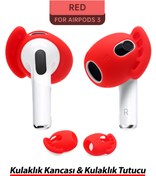 Resim Esf Kırmızı Bluetooth Kulaklık Kılıfı Apple Airpods 3 Kulaklık Tutucu Kulaklık Kancası 