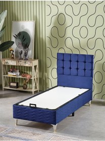 Resim Beehanem Bengü 90x190 Tek Kişilik Baza+Başlık 2 Lİ Set Babyface221 Lacivert 