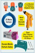 Resim sayım plastik 25 Metre UV Korumalı Bahçe Sulama Seti – Fonksiyonlu Tabanca + Askılık + Bağlantı Aparatları 