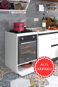 Resim Kenzlife Ankastre Fırın Modülü Kabini Berilyum Mat Beyaz Renk 85(Y)*60(G)*57(D) Ocak Dolabı Kapaklı Ayaksız 