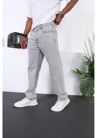 Resim Baggy Rahat Gri Renk Kot Pantolon Gri 