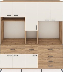 Resim Hyperion Dolap 10 Raflı 6 Çekmeceli 8 Kapaklı 220x44x243 Çam-aytaşı/çam Aytası/atlas Çam 