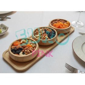 Resim Euro Pink 3'lü Bambu Çerezlik (Tepsi Hediyeli) 
