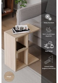 Resim Bafa C Sehpa Servis Sehpası Yan Sehpa Zigon Sehpa Koltuk Sehpası Meşe 