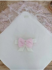 Resim Bal Peteği My Princess Taç Nakış İnci Fiyonklu Dantel Duvaklı Delüks Kundak Bebek Battaniyesi Pembe Çok Renkli 