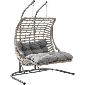 Resim Capri Swing Bodrum Double Çiftli Rattan Bahçe Salıncağı | Rehome 