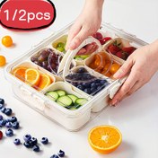 Resim 1/2 Adet 8 Bölmeli Şeffaf Atıştırmalık Kabı - Kapaklı ve Kulplu, BPA İçermeyen Gıda Sınıfı Plastik, Sızdırmaz, Mikrodalga/Fırın Güvenli Bölümlü Tepsisi - Meyve, Sebze, Kuruyemişler için Taşınabilir Parti, Barbekü, Piknik, Okula Dönüş 