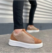 Resim gl00my Süet Erkek Bağcıksız Günlük Spor Ayakkabı Taba/Vizon 