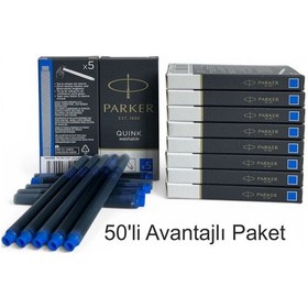 Resim Parker Dolma Kalem Kartuşu Quink Yıkanabilir Mavi 50 Li Paket 1950383 
