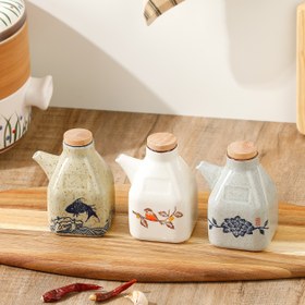 Resim Evde Kullanılan Porselen Yağ ve Sirke Şişesi, Soya Sosu Şişesi, Baharat Şişesi, Yağ Şişesi, Yağ Tenceresi 