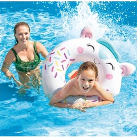 Resim + 8 Yaş Sevimli Hayvanlar Figürlü Çocuk Simit Şişme Havuz Ve Deniz Yüzme Simidi M-59266 