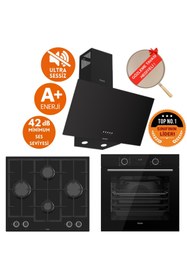 Resim Ferre FryArt&SilentArt FLOW Sessiz Yeni Seri Siyah Ankastre Set ( D086-SA + XE63CS +LN385 ) 