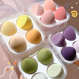 Resim 4 Adet Makyaj Süngeri, Fondöten Blender Güzellik Süngeri, Profesyonel Makyaj Karıştırma Süngeri Kuru & Islak Kullanım İçin Toz Krem Veya Sıvı 