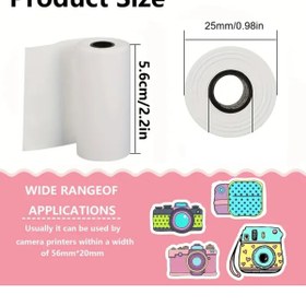 Resim JW JACK WAYNE 10 Adet Mini Yazıcı Kâğıdı Termal Rulo - Beyaz Mini Yazıcı Rulosu 56mm Yapışkansız Kâğıt 