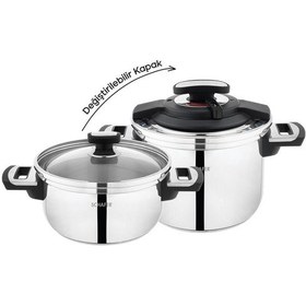 Resim Schafer İn Safe 2li Düdüklü Tencere Seti Dünyada İlk Ve Tek Siyah 