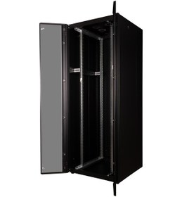 Resim Lande Demonte 42u 800x800 Hyperline Dikili Tip Rack Kabinet Siyah Ön Cam Kapak / Tekerlekli 