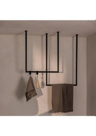 Resim Tensy Metal İkili Set Tavan Askılı Banyo Havlu Ve Bornoz Askılığı Siyah 