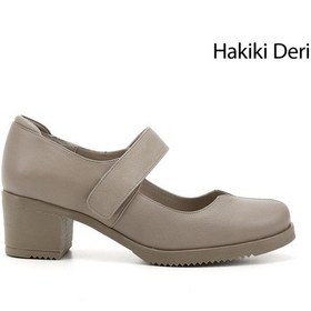 Resim Gönderi R Bej Kalın Topuklu Mary Jane Hakiki Deri Ayakkabı Bej 