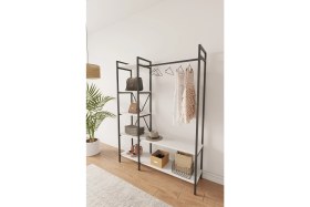 Resim Mobitopya Nilamu Elbise Dolabı / Metal Aksamlı / Beyaz / Açık Dolap / Organizer / Askılık 