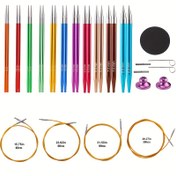 Resim Looen Çok Renkli Değiştirilebilir Yuvarlak Örgü İğne Seti, Ergonomik Tutamaklar, 11 Beden (3mm-8mm), Örgü Aksesuarları ile Alüminyum Tığ İğneleri, İplik El Sanatları için El Sanatları Aletleri 