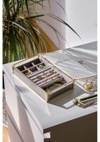 Resim Organizer Cam Takı Aksesuar Kutusu Pirinç & Gold 
