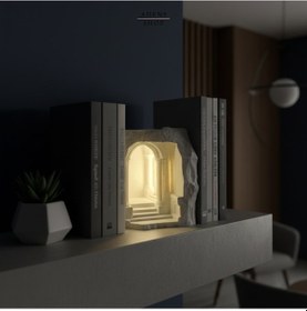 Resim Antik Yunan Mağarası Tasarımlı Kitap Tutucu / Kitaplık Süsü 