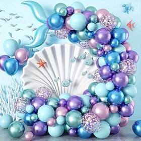 Resim 139 adet Mavi Balon Kemer Seti Deniz Kabuğu ve Denizyıldızı Süslemeli - Yaz Havuz Partileri, Doğum Günleri ve Plaj Temalı Etkinlikler için Mükemmel, Alüminyum Film Balonlar, Parti Süsü | Deniz Kabuğu Süsü | Alüminyum Balonlar, Plaj Aksesuarları 