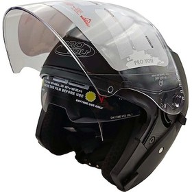 Resim Proyou Güneş Vizörlü Yarım Kask Mat Siyah 