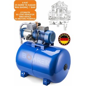 Resim Böhrer 6 Kademeli 6 Kat 250daire 'ye Kadar 1.75hp 50l Hidrofor Set 