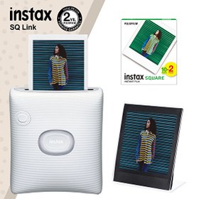 Resim Fujifilm Instax SQ Link Beyaz Yazıcı - 20'li Square Film ve Pleksi Çerçeve 