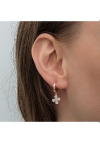 Resim Aya Diamond Gümüş Rose Sallantılı Yonca Kadın Küpe Rose 