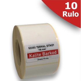 Resim Kalite Barkod 50X50 Termal Etiket | 10 Rulo Barkod Etiketi 