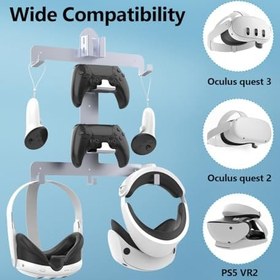 Resim Uxilep PS VR2 Wall Mount Kit,8 in 1 PS5 Metal Wall Mount Storage Stand with PS VR 2 Sense Controller & Headset Hanger,PS5 Controllers Holder,For Playstation 5 PS VR2 Accessories Kit 