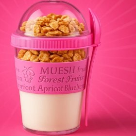 Resim Titiz Taken Go Kapaklı Kaşıklı Pratik Taşınabilir Meyveli Yoğurt Kabı 