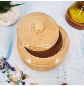 Resim Ahşap Kapaklı Şekerlik Tuzluk Baharatlık Çerezlik Kase Naturel 1 