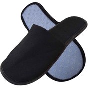 Resim PRİVATE 10 Çift Kaymaz Taban Çift Katlı Havlu Siyah Otel Terliği Tek Kullanımlık Kullan At 