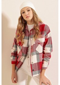 Resim Bigdart 3854 Ekose Desen Çift Cepli Gömlek - Nar 001 