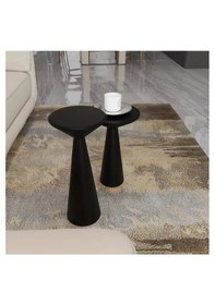 Resim Ahşap 2 Li Set Fitilli Mantar Yan Sehpa Modern Fiskos / Çiçeklik 