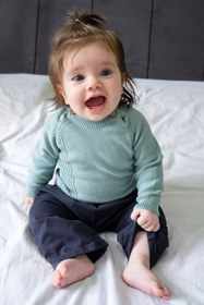 Resim Miespiga Unisex Bebek Yeşil Triko Örgü Kazak 