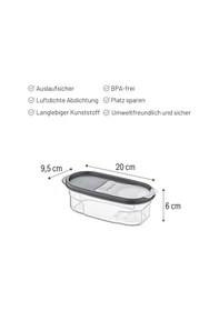 Resim Embox Çift Kapak Sistemli Erzak Kabı - Hava Aldırmaz Kapaklı Saklama Kabı 600 Ml 9 X 6 Cm Şeffaf 