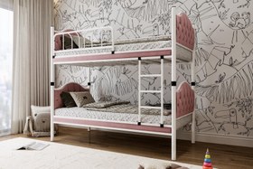 Resim Argimo Melis Çift Katlı Metal Ranza ve Karyola - 90x190 / Bej 