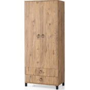 Resim Sivas Gözde Genç Odası 2 Kapılı 2 Çekmeceli Gardrop Elbise Dolabı 79X46X189CM 