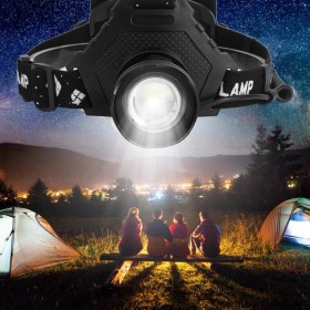 Resim Geeroyoo Xhp70 Led Feneri Usb Şarjlı 5 Seviye Parlaklık Ayarlı Teleskopik Zoomlu Su Geçirmez Outdoor Alüminyum Kafa Feneri Pil Yok 