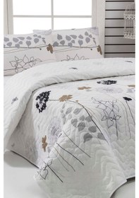 Resim Battal Boy Kapitone Yatak Örtüsü Çok Amaçlı Atlantis Beyaz Beyaz 