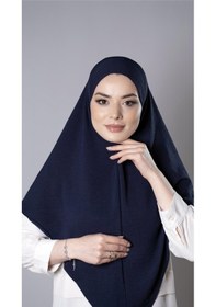 Resim Hürrem Bone Lacivert Pratik Hazır Geçmeli Tesettür Eşarp Aerobin Kumaş Düz Hijab 2309 02 